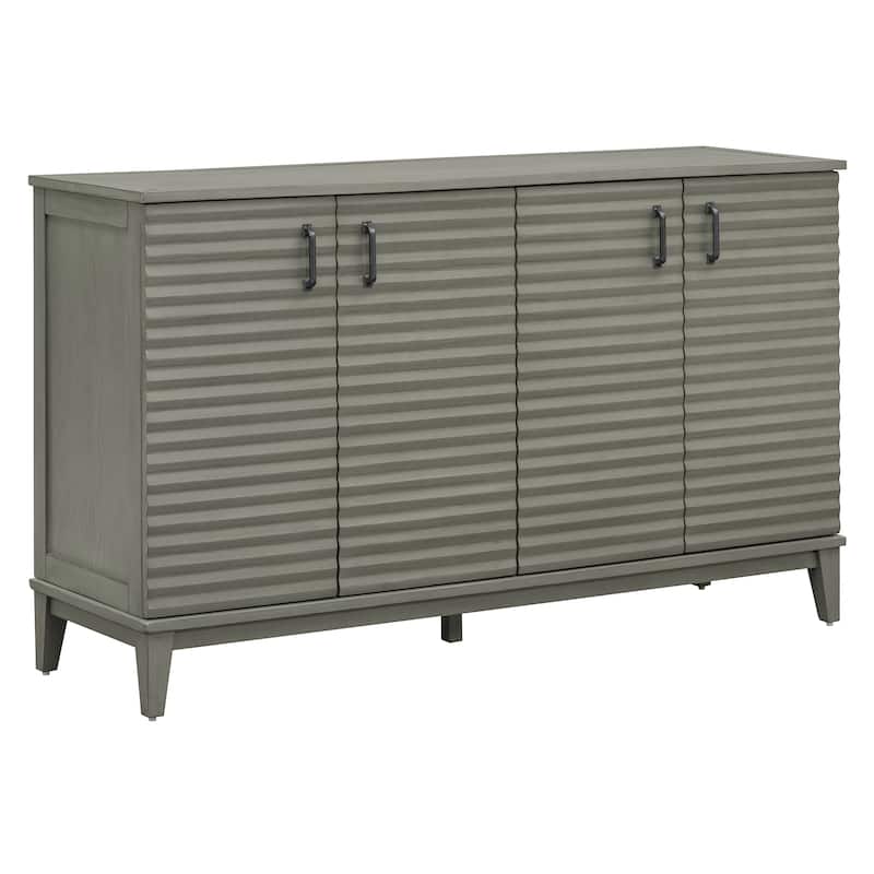 Antique Style 4-Door Buffet Cabinet, Adjustable Shelves, and Metal Handles for Living Room