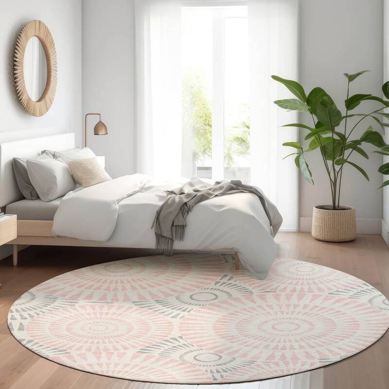 Premium Washable Super Soft Casual Geo Mayfield Rug - Pink - 8' x 8'