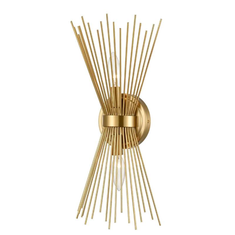 Forli 2-Light Vanity Light Mid-Century Starburst Wall Sconce Lamp - Natural Brass