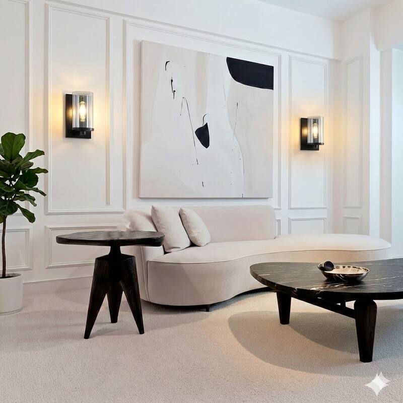 Industrial 1 Light Black Wall Sconce with Clear Glass Shade