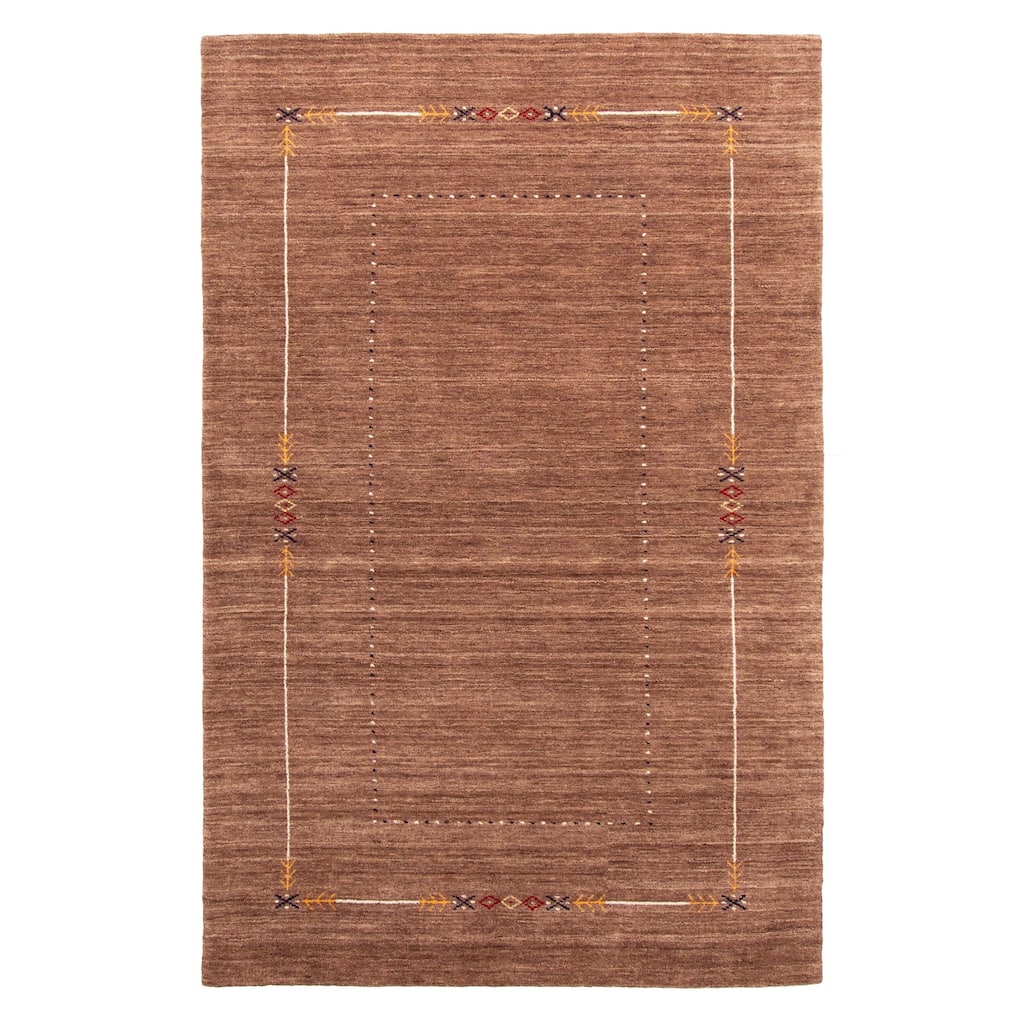 ECARPETGALLERY Hand Loomed Kashkuli Gabbeh Brown Wool Rug - 4'10 x 7'11