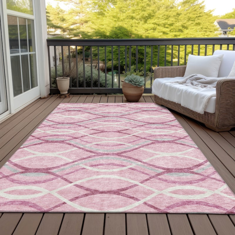 Machine Washable Indoor/ Outdoor Chantille Contemporary Deco Rug - Pink - 2'6" x 3'10"
