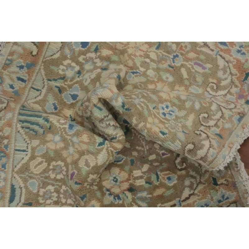 Hand Knotted Oriental 100% Wool Carpet Traditional Floral Brown Kerman Area Rug - 2' 10'' X 1' 9''