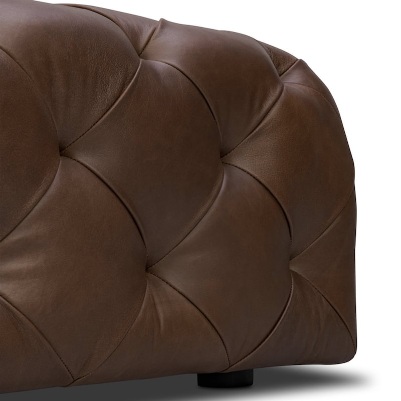 Poly & Bark Turin Leather Ottoman in Cognac Tan