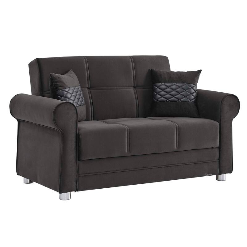 Collection Upholstered Convertible Loveseat With Storage