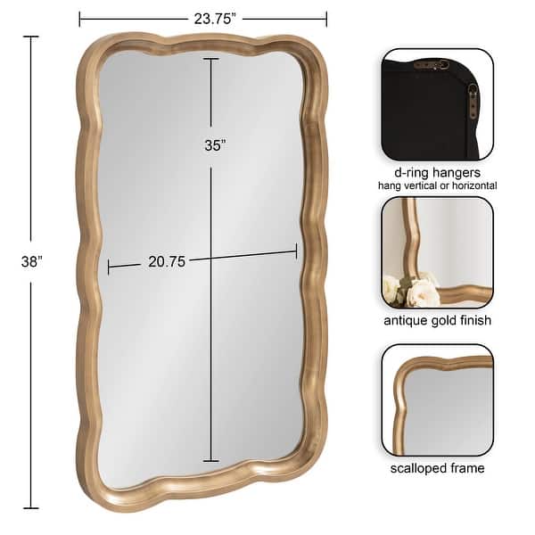 dimension image slide 1 of 3, Kate and Laurel Hatherleigh Scallop Wood Wall Mirror
