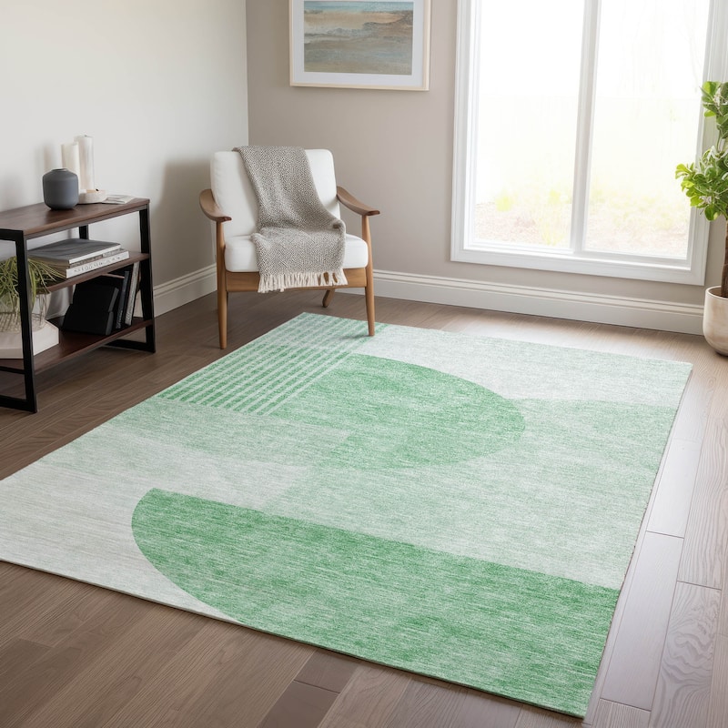 Machine Washable Indoor/ Outdoor Chantille Contemporary Deco Rug - Green - 8' x 10'