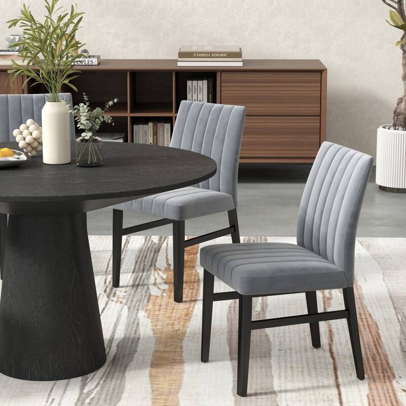 Contemporary Upholstered Dining Chairs, Set of 2