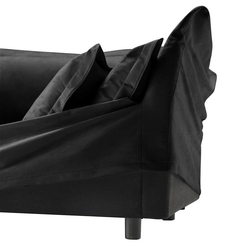 L-Shaped Slipcovered Sectional Sofa Couch, Comfy Chenille Deep Seat Cloud Couch with Convertible Ottoman & 2 Big Pillows