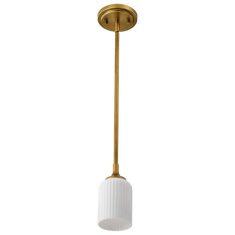 Solara Mini Pendant Natural Brass Finish Frosted Ribbed Glass - Natural Brass