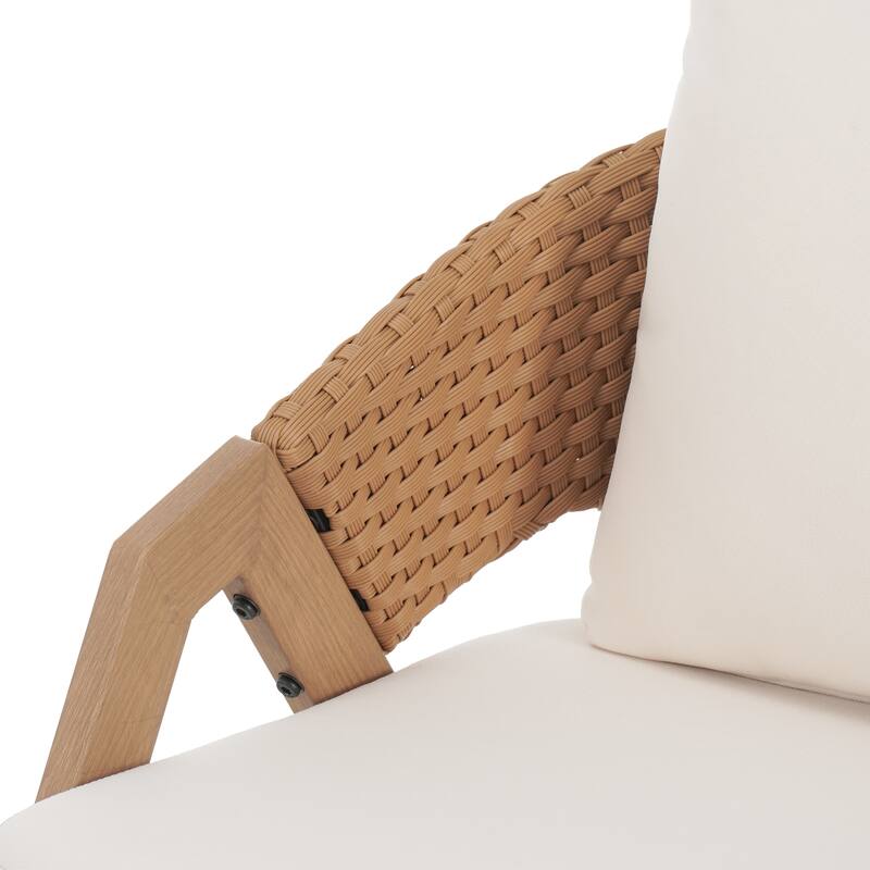 Roomfitters Outdoor Patio Chairs with Cushions, Acacia Frame Woven Rope Design, Set of 2