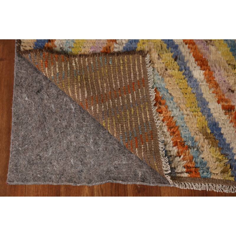 Chevron Style Moroccan Runner Rug Handmade Wool Carpet - 2'10" x 9'7"