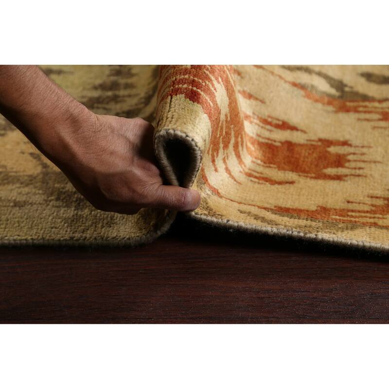 All-over Ikats Oriental Living Room Area Rug Wool Hand-knotted Carpet - 8'10" x 11'10"