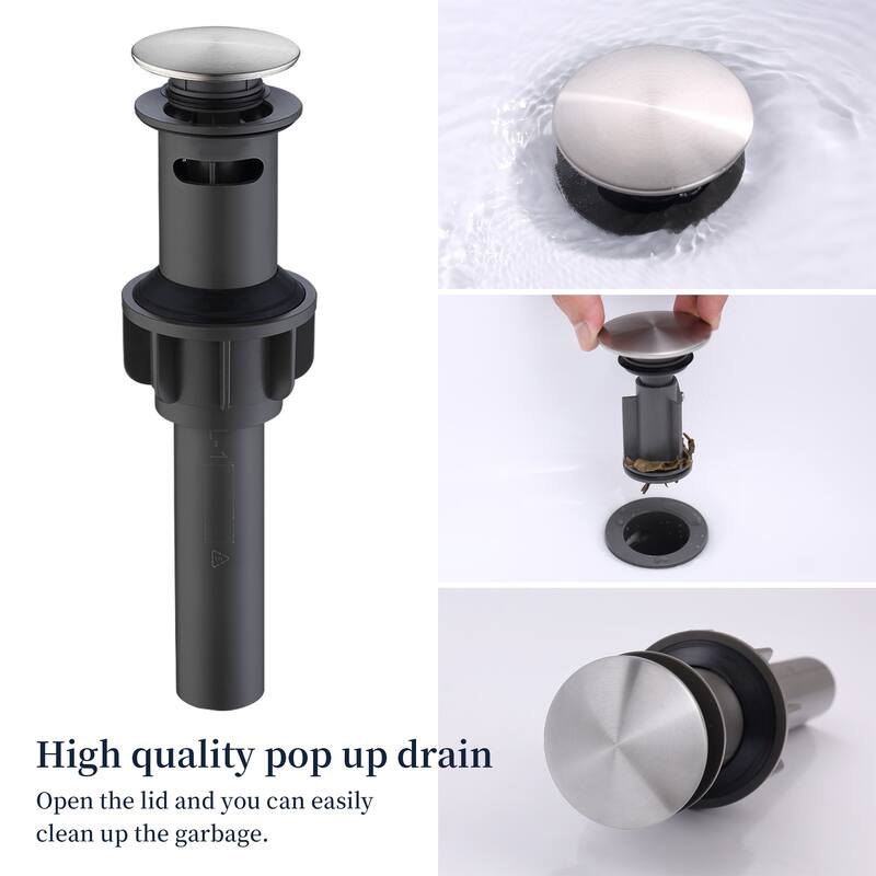 2 Handle 360 Degree Swivel Bathroom Sink Faucet with Pop Up Drain Assembly and Water Supply Hose, Aerator, Anti Fingerprint