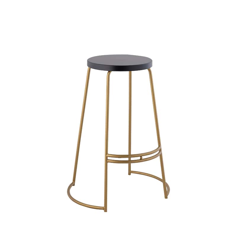 Trinity 28.75" Modern Designer Iron Curved Backless Bar Stool, by JONATHAN Y - Black