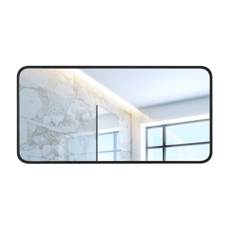 Ledel Modern Rounded Rectangular Metal Framed Bathroom Vanity Mirror