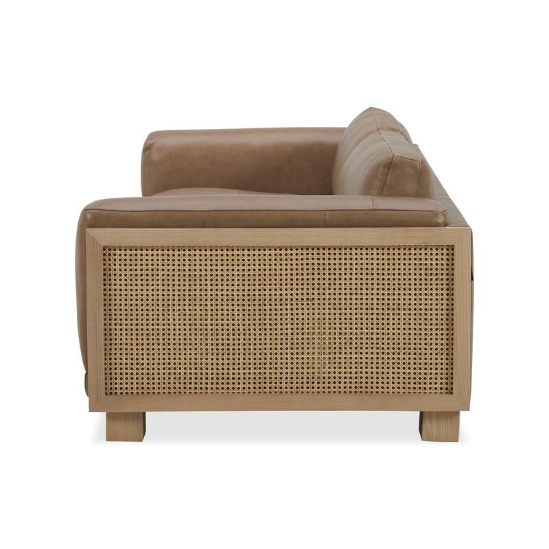Divani Casa Danson Modern Tan Leather + Wicker Sofa