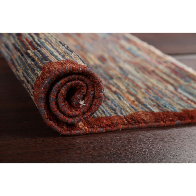 Modern Striped Gabbeh Kashkoli Oriental Area Rug Handmade Wool Carpet - 2'1" x 3'0"
