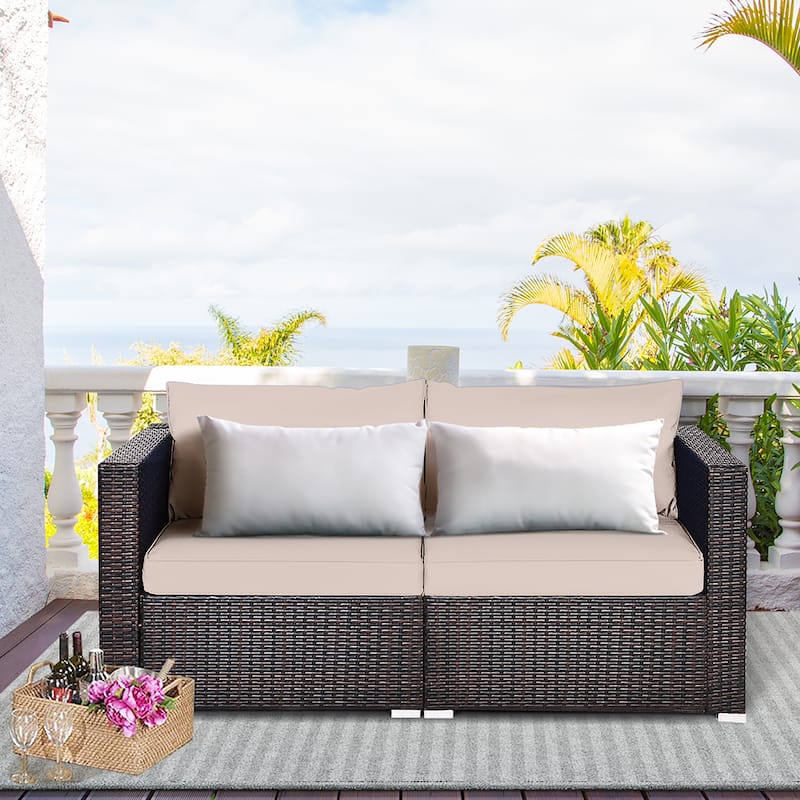 Costway 4PCS Patio Rattan Corner Sofa Sectional Furniture Set - See Details