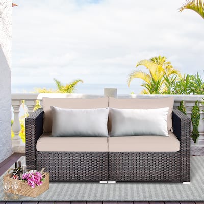 Costway 4PCS Patio Rattan Corner Sofa Sectional Furniture - See Details