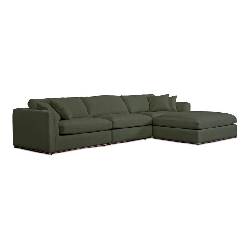 NADAAL STUDIOS Rio, 4-Piece Modular Sectional Sofa With Rubber Wood Base - 136.2"W x81.8"D x23.6"H