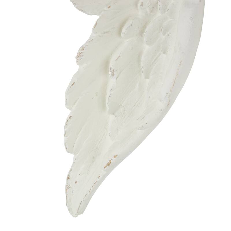 White Magnesium Oxide Carved Wings Bird Home Wall Decor (Set of 2)