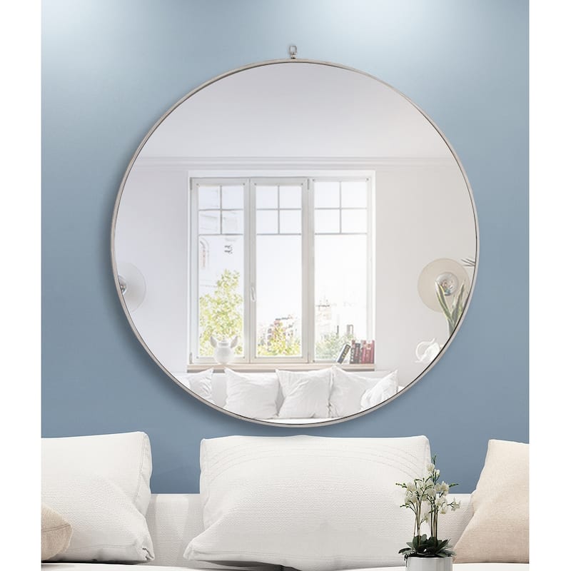 Strick & Bolton Patti Metal 48-inch Round Mirror with Decorative Hook