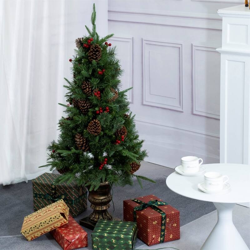 4FT Realistic-looking Compact Artificial Christmas Tree for Small Spaces