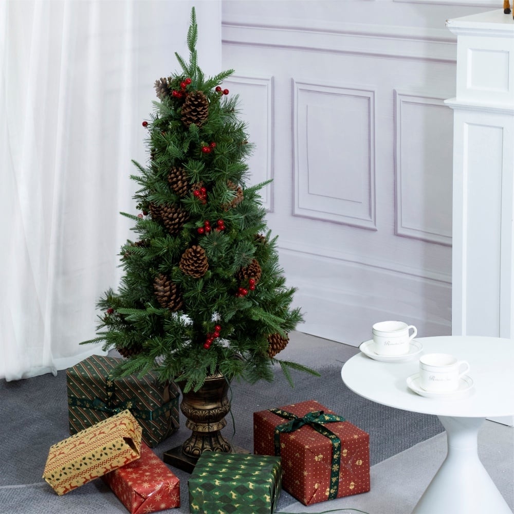 4FT Realistic-looking Compact Artificial Christmas Tree for Small Spaces