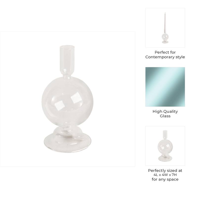 Modern Candle Holder with Round Bubble Sculptural Base - 4" x 4" x 7"