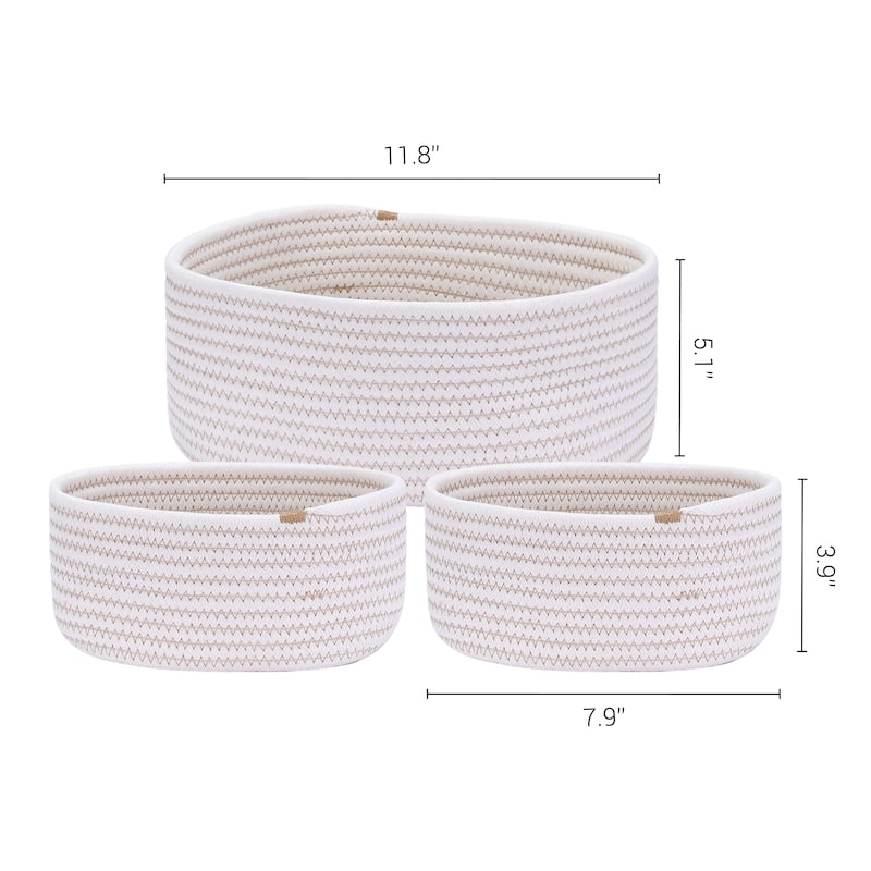 3 Packs Woven Storage Basket, Shelf Closet Storage Organizer Bin for Blankets, Clothes, Shoes for Living Room Home Decor