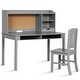 preview thumbnail 8 of 6, Kids Desk and Chair Set Children Study Writing Desk with Chair Grey