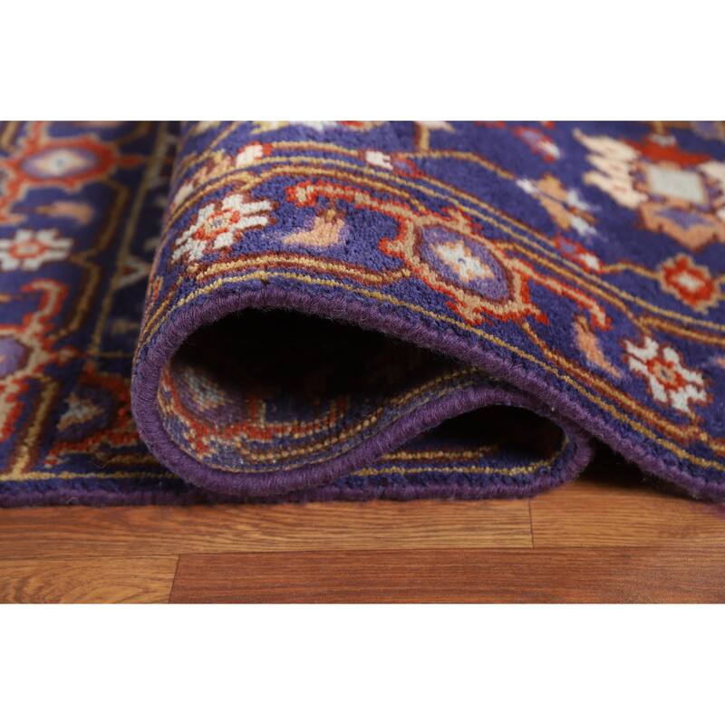 Hand Knotted Oriental 100% Wool Carpet Transitional Floral Navy Blue & Blues Oushak Area Rug - 5' 0'' X 3' 1''