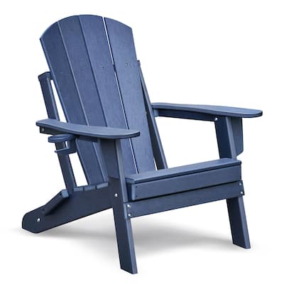 Folding Outdoor Adirondack Chair for Relaxing, HDPE All-weather Fire Pit Chair, Patio Lawn Chair for Deck, Garden, Backyard