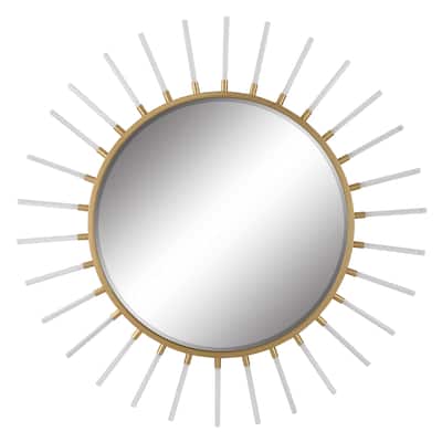 Beveled Oracle Round Wall Mirror - 55" - Gold and Clear