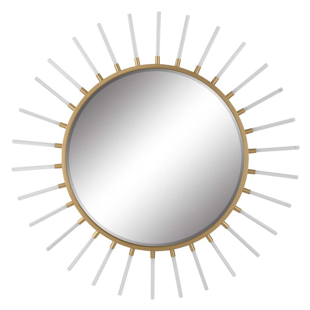 Beveled Oracle Round Wall Mirror - 55" - Gold and Clear