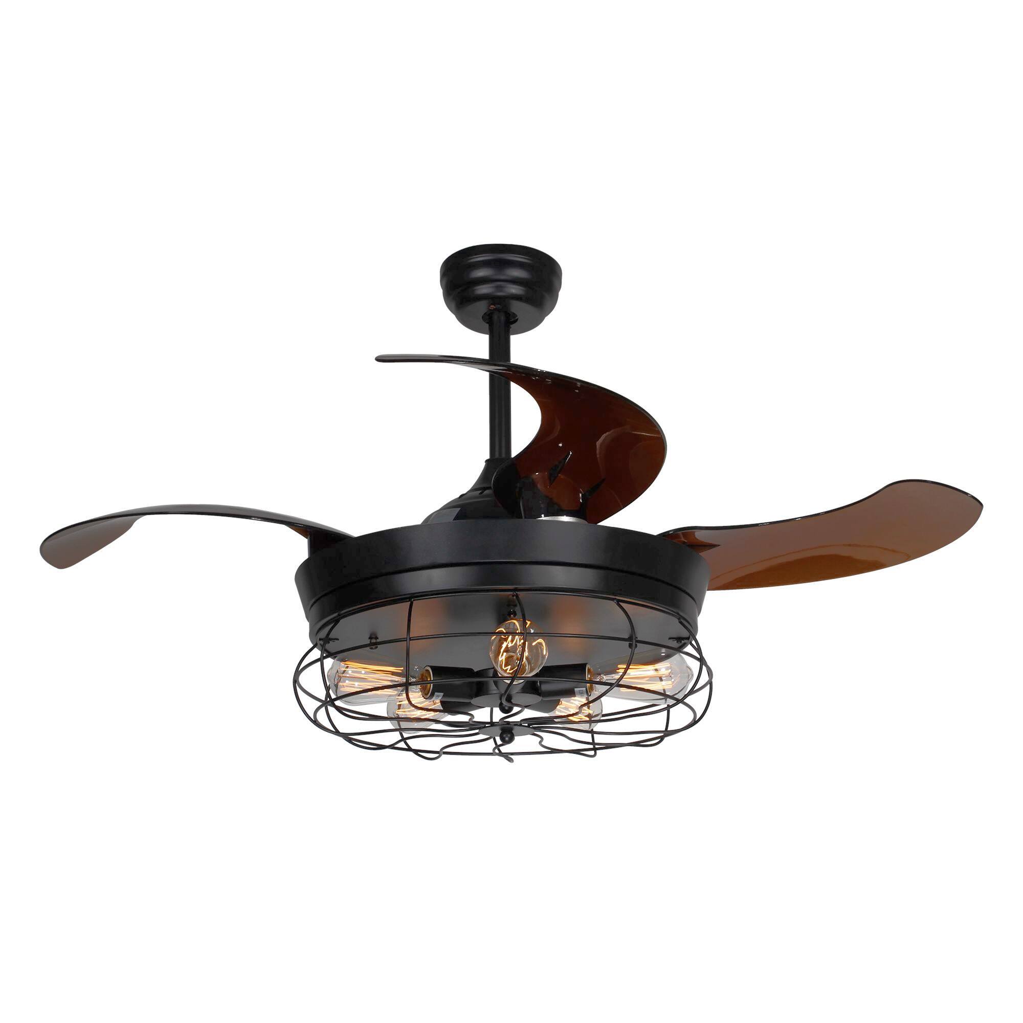 Shop 46 Inch Industrial Foldable 4 Blades Cage Ceiling Fan