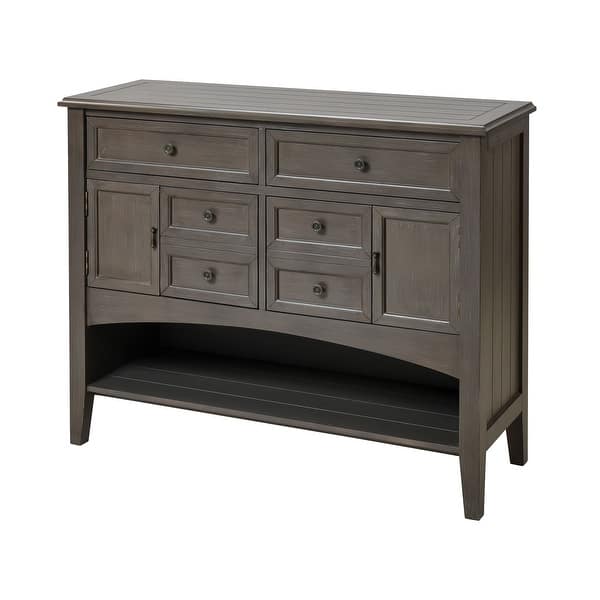 Hartford 2-Door 6-Drawer 1-Shelf Buffet Server in Brown-Grey