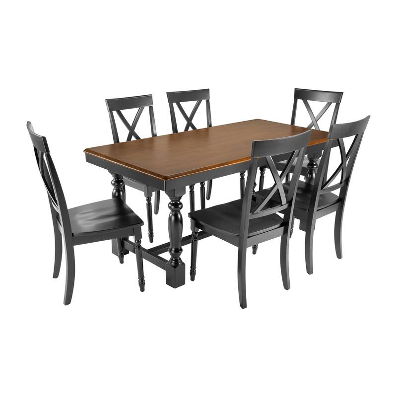 Bush Furniture Sterling 67W Dining Table with 6 Cross Back Chairs