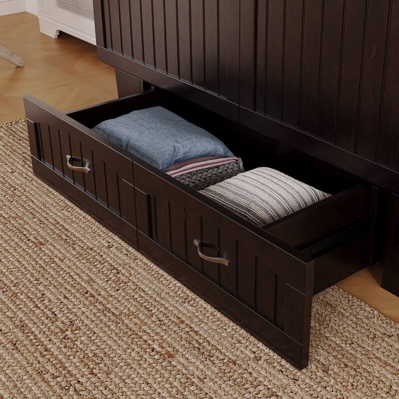 Nantucket Murphy Bed Chest with Mattress and Built-in Charging Station