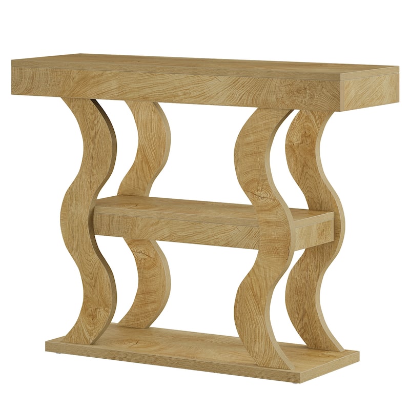 41" Console Table for Entryway, 3-Tier Wood Sofa Table with Storage Shelves for Living Room, Hallway, Foyer, Entrance