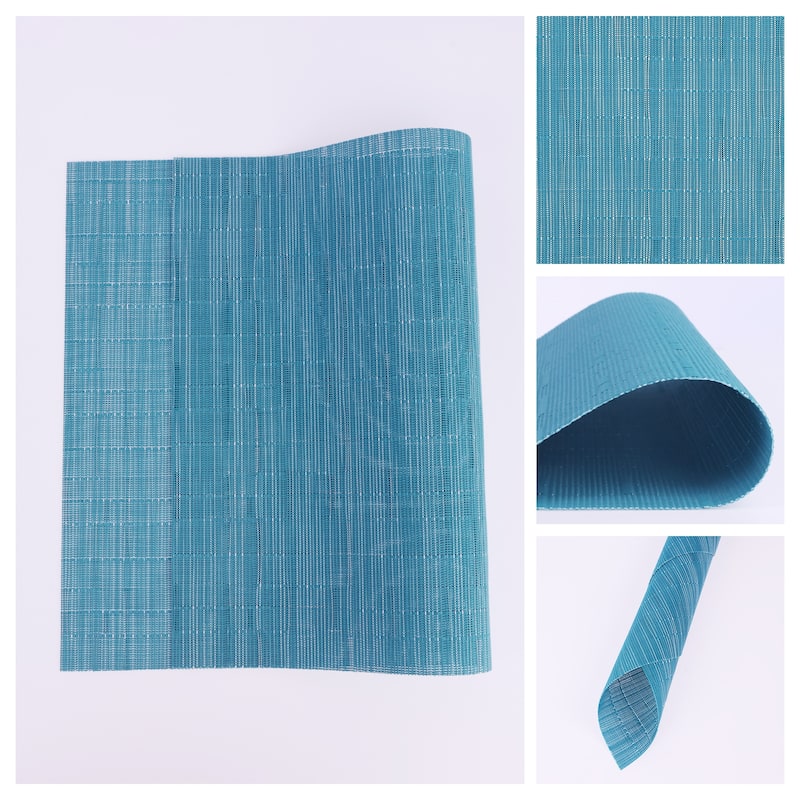 Placemats Set of 6 PVC Placemats for Kitchen Dining Table Washable - 18*12Inch - Blue