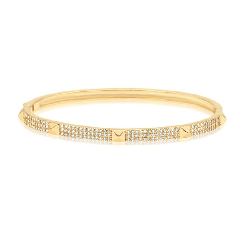 SHYMI Pave Studded 3 Row Bangle - Gold - Yellow