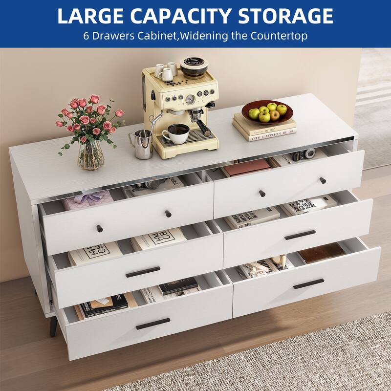 Moasis 47" W 6 Drawers Double Dresser for Bedroom, Chests of drawers