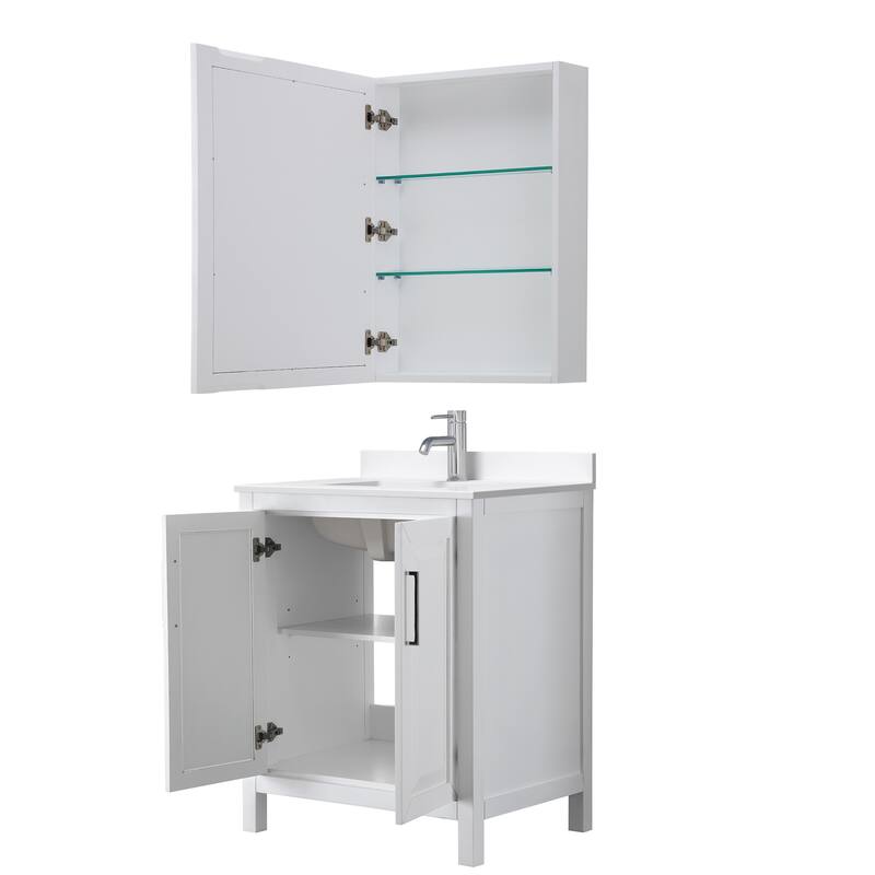 Daria 30-inch Single Vanity, Single Hole Quartz Top, Med Cabinet