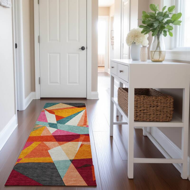 Premium Washable Super Soft Abstract Mosaic Mayfield Rug - Orange - 2'3" x 7'6"