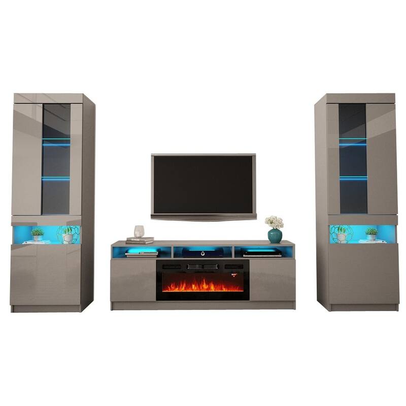 Reno 05 Electric Fireplace Modern Wall Unit Entertainment Center
