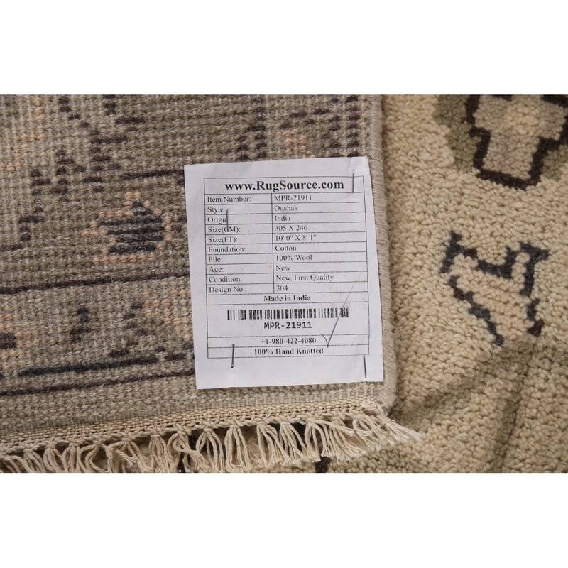 Earth Tone Oushak Area Rug Hand-Knotted Oriental Wool Carpet - 8'1" x 10'0"