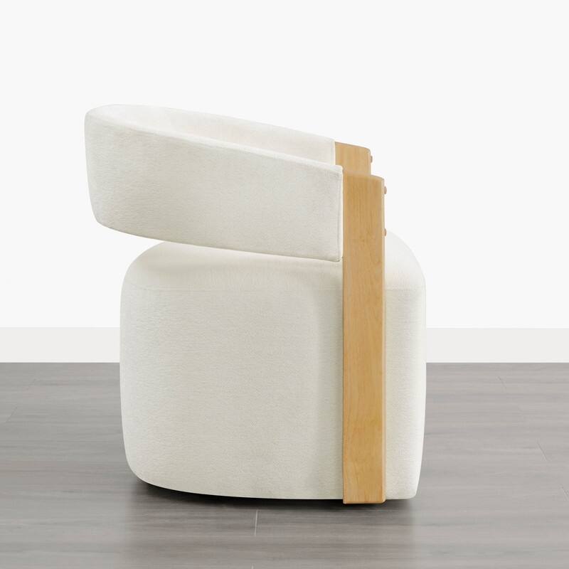 Spruce & Spring Nova Modern Upholstered Dining Chair with Casters & Wood Armrests