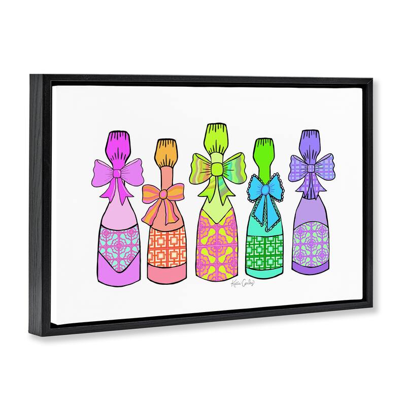 Stupell Patterned Drink Bottles Framed Floater Canvas Wall Art Design By Katie Conley